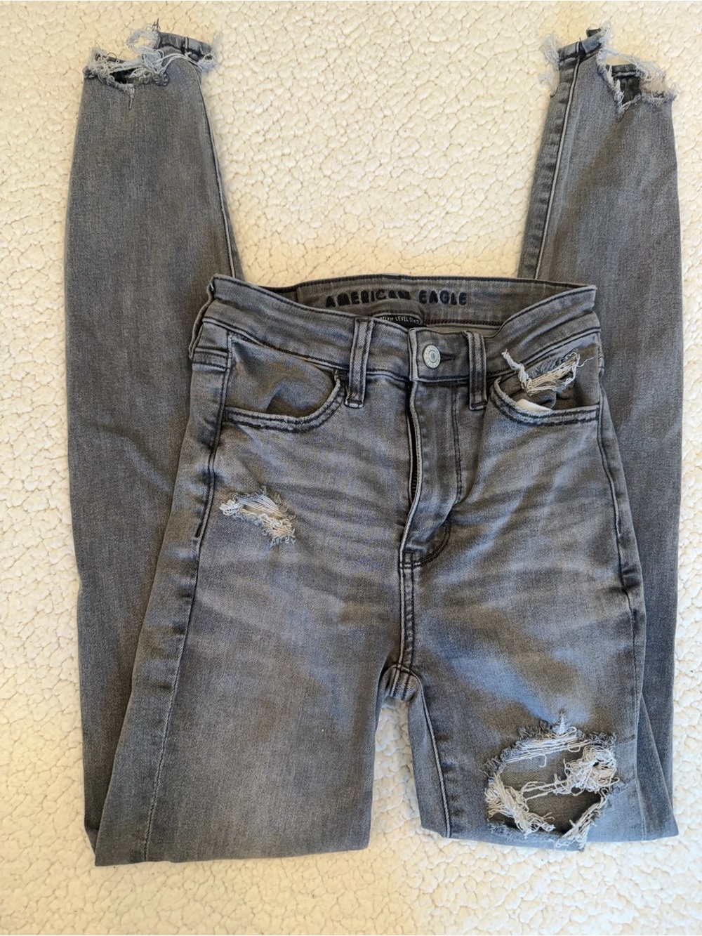 American Eagle Distressed Skinny Jeans Gray Size 00